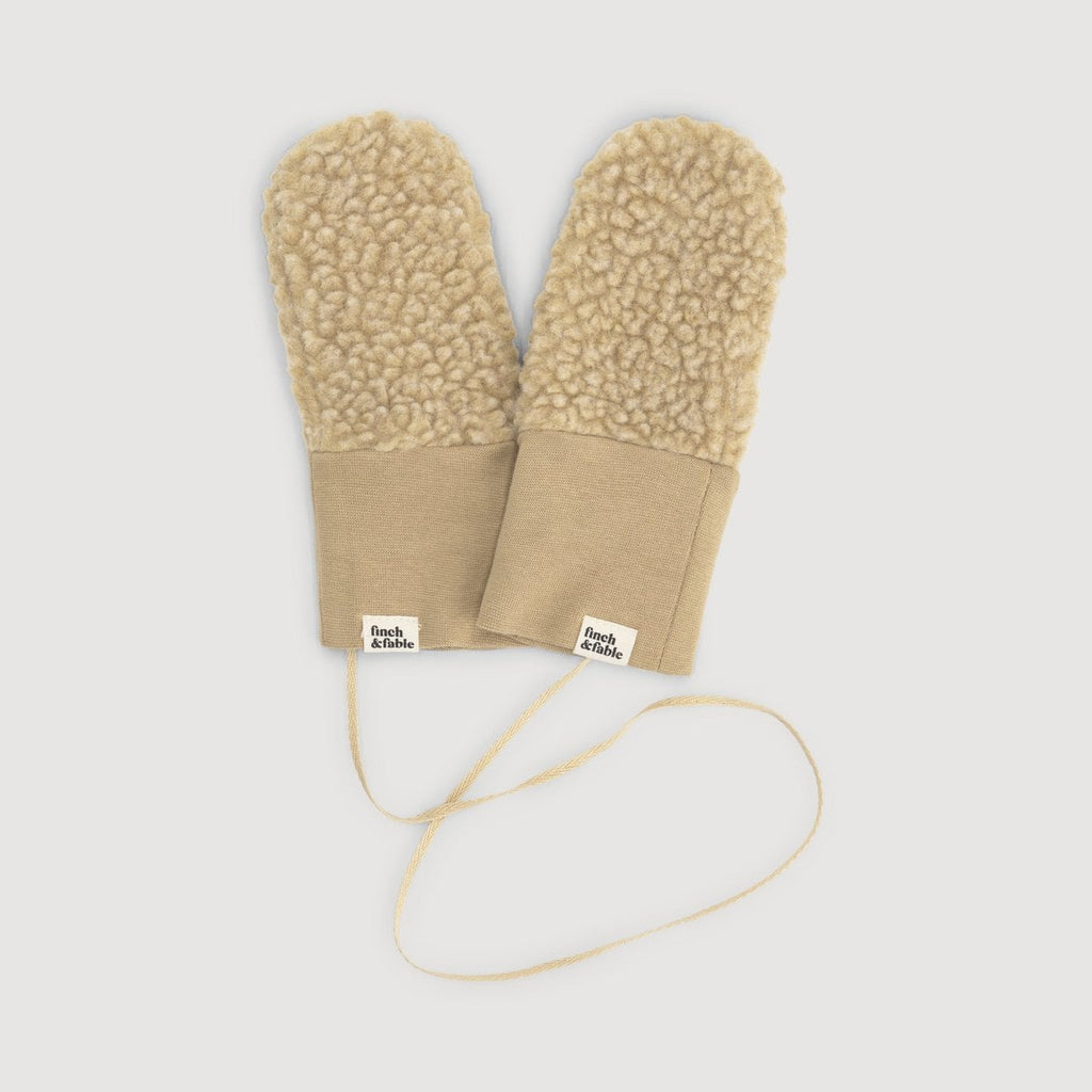 Kids' Wool Sherpa Mittens – Soft Sand