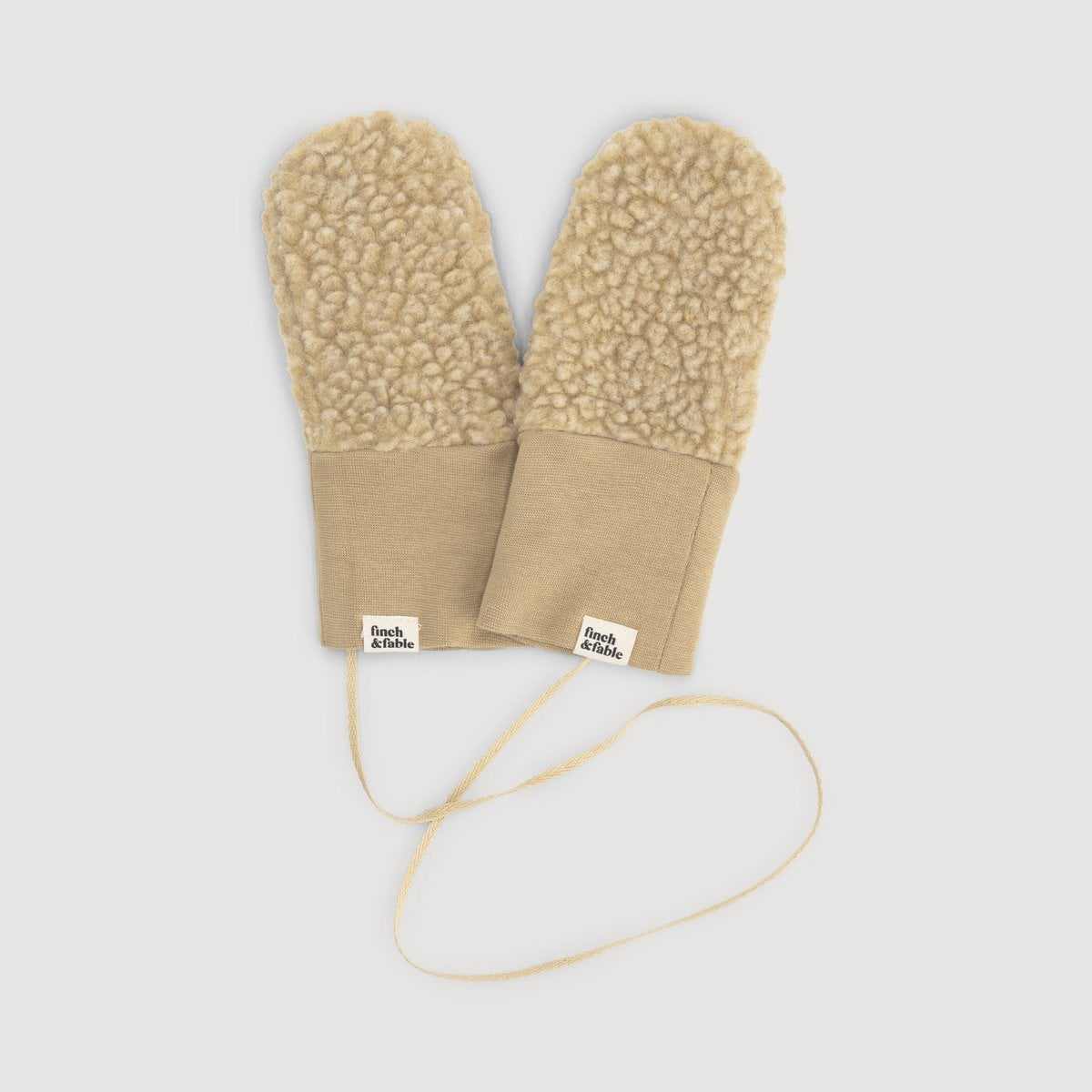 Kids' Wool Sherpa Mittens – Soft Sand