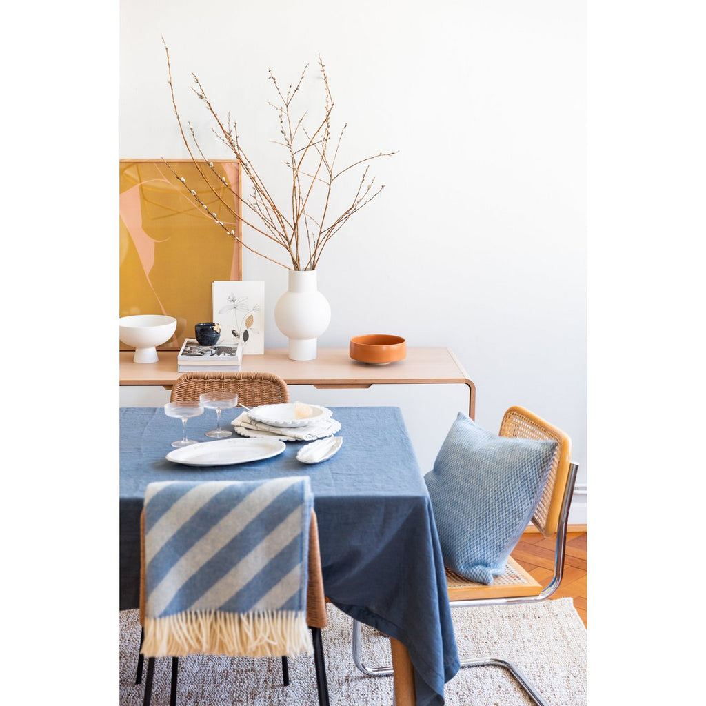 Filip Jacquard Wool Throw – Blue, 130 × 180 cm