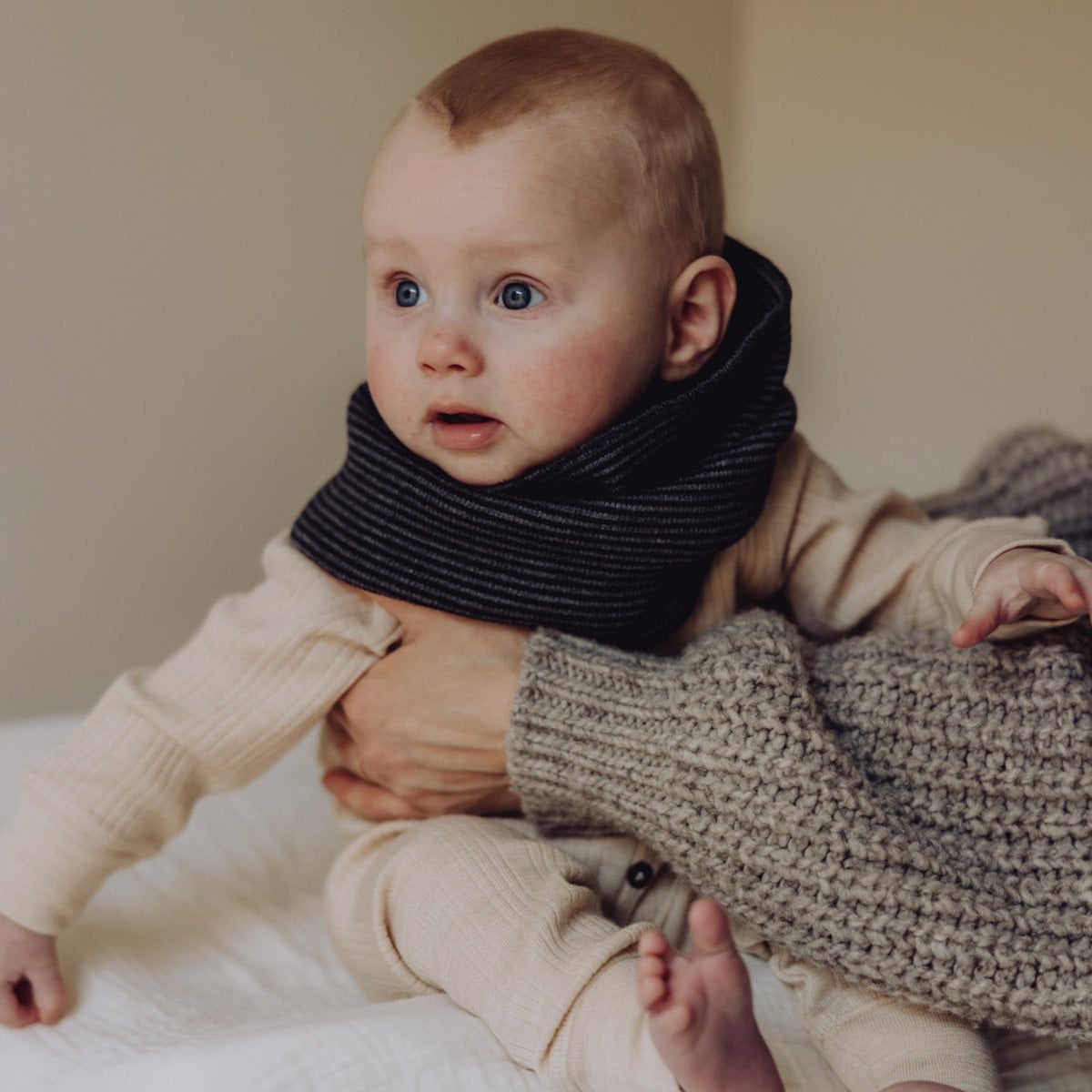 Kids' Merino Rib Infinity Scarf – Storm Stripe