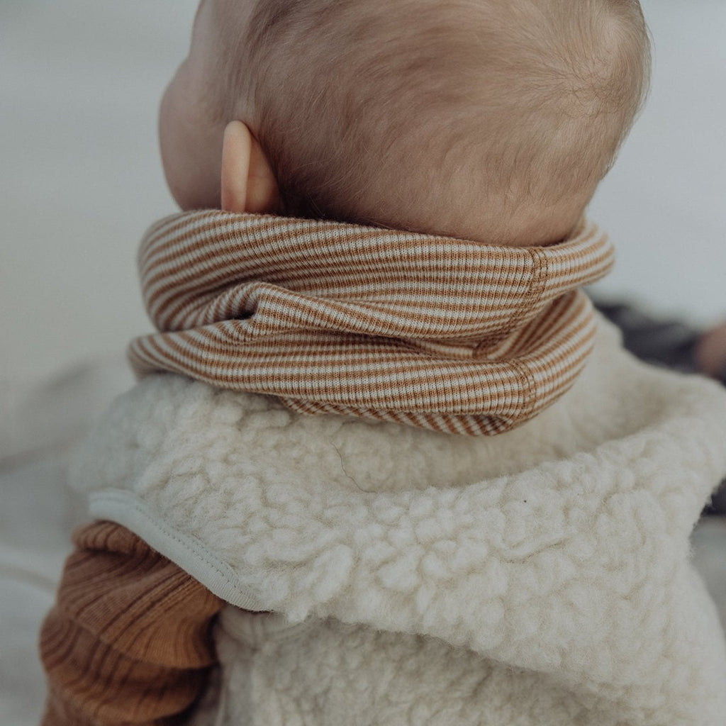 Kids' Merino Rib Infinity Scarf – Fawn Stripe