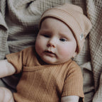 Baby Merino Rib Hat – Fawn Stripe