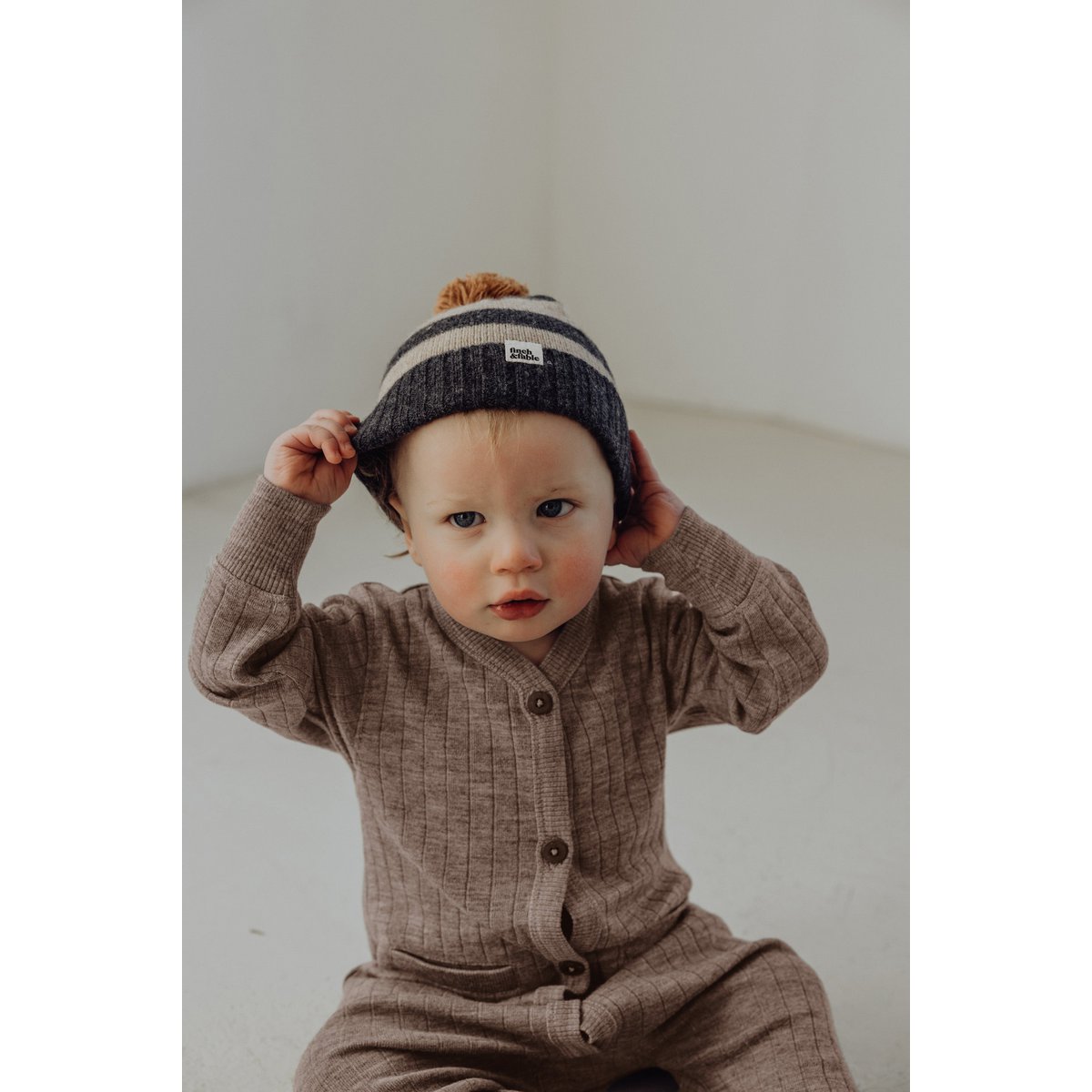 Baby Merino Rib Playsuit – Sand