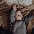 Merino Rib Swaddle Blanket – Fawn Stripe