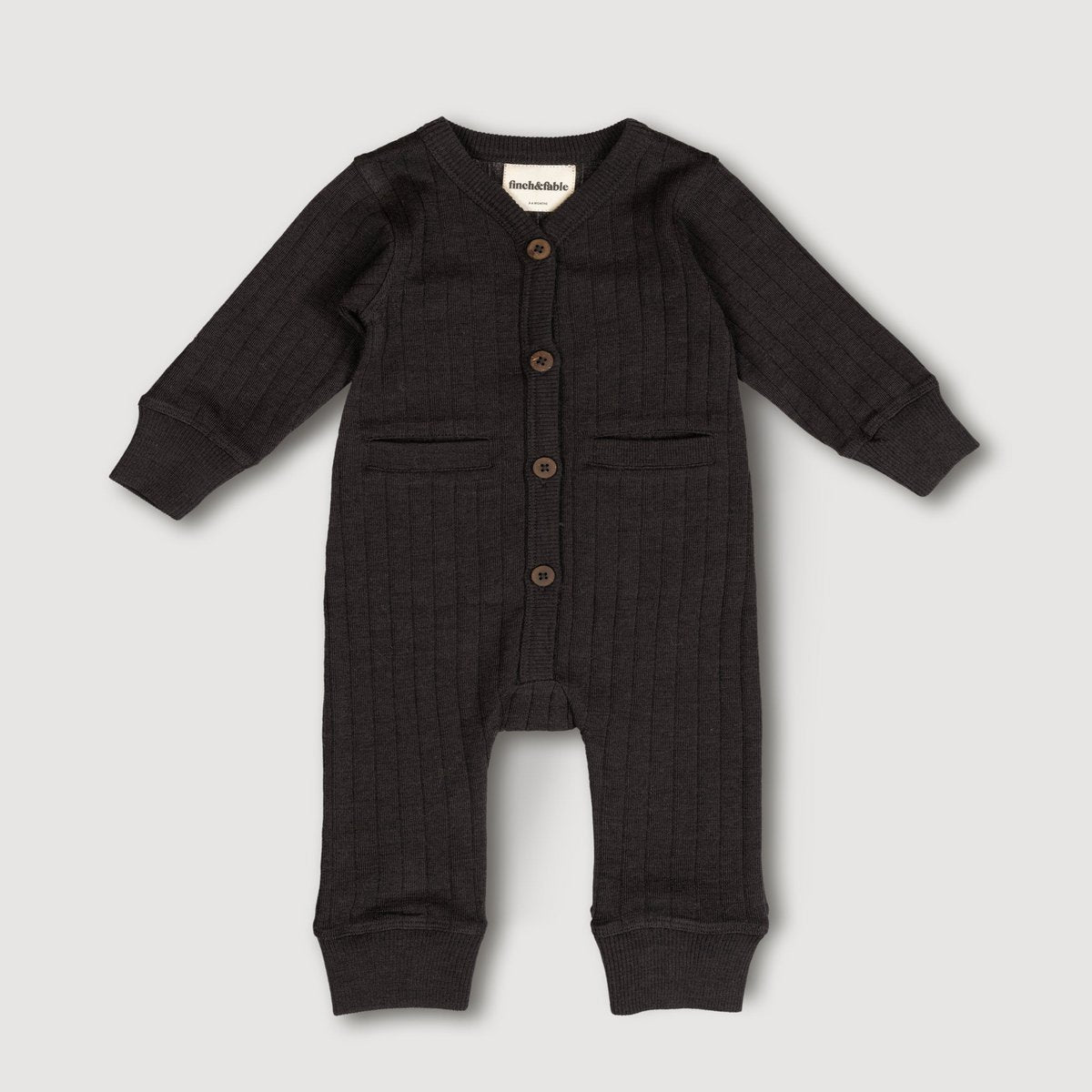 Baby Merino Rib Playsuit – Storm