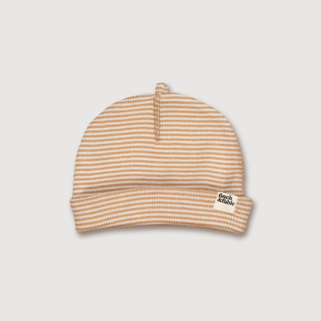Baby Merino Rib Hat – Fawn Stripe