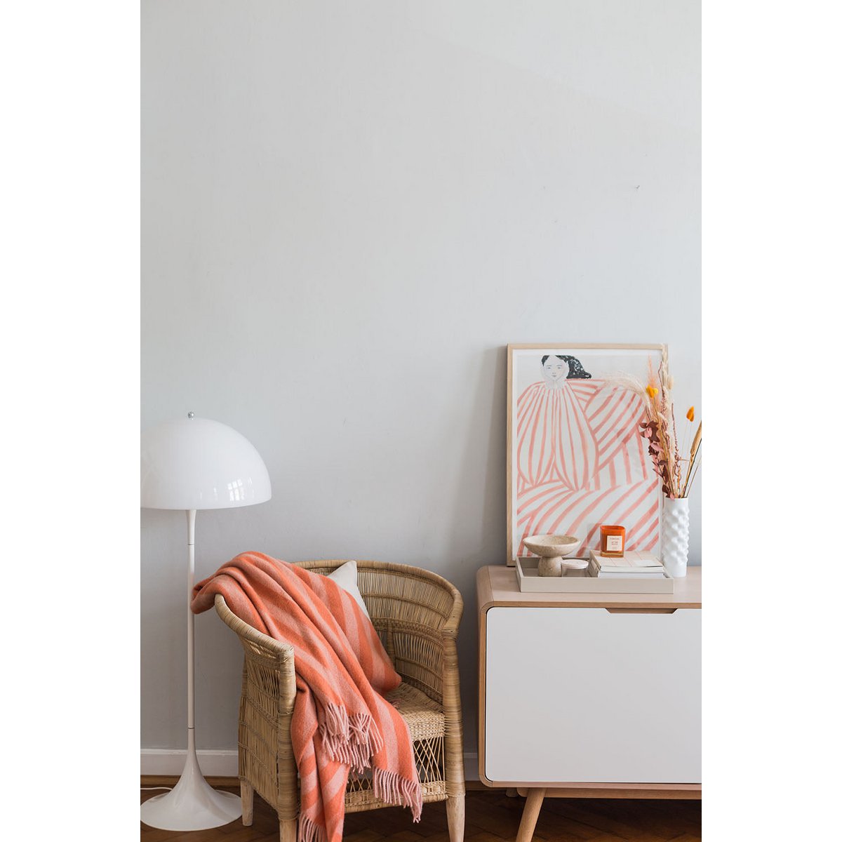 Filip Jacquard Wool Throw – Melon, 130 × 180 cm