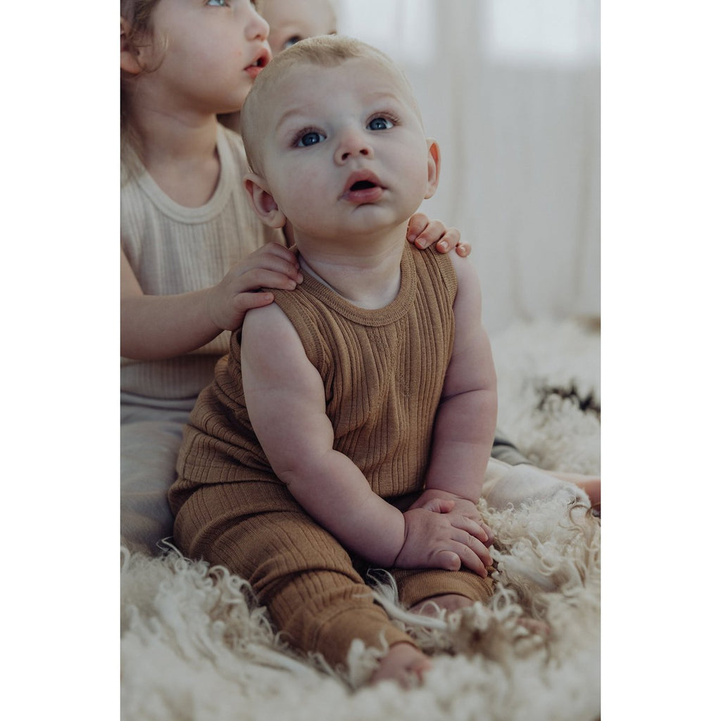 Kids' Merino Rib Singlet – Fawn
