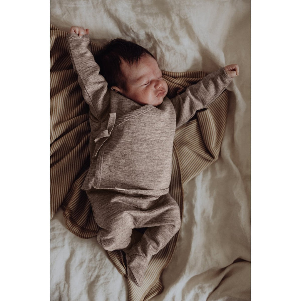 Baby Merino Fleece Footed Pants – Sand