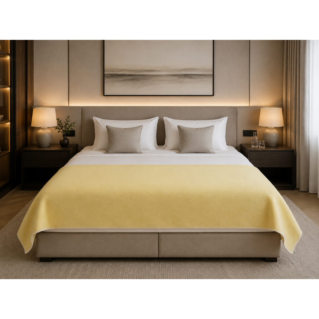 Wool Bed Runner – Lemon, 130 × 250 cm