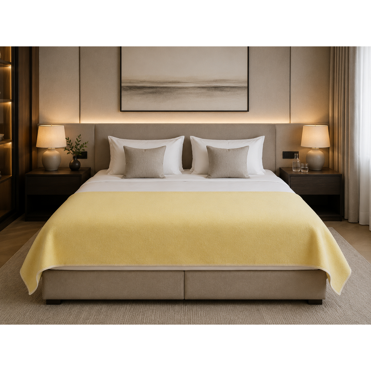 Wool Bed Runner – Lemon, 130 × 250 cm