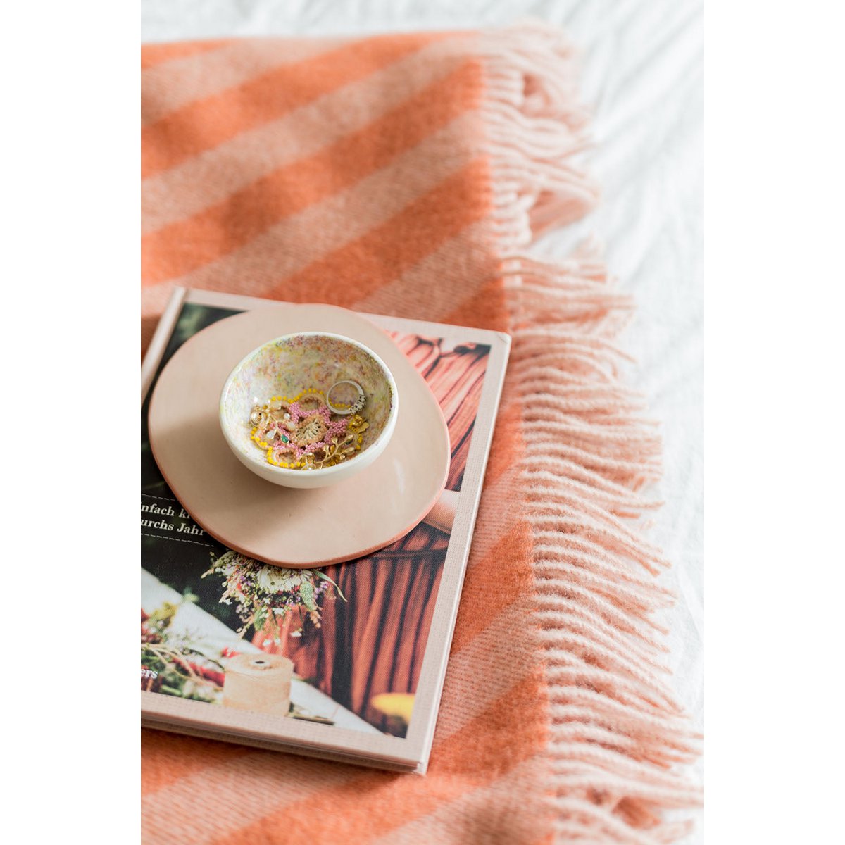 Filip Jacquard Wool Throw – Melon, 130 × 180 cm