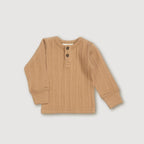 Kids' Merino Rib Henley Top – Fawn