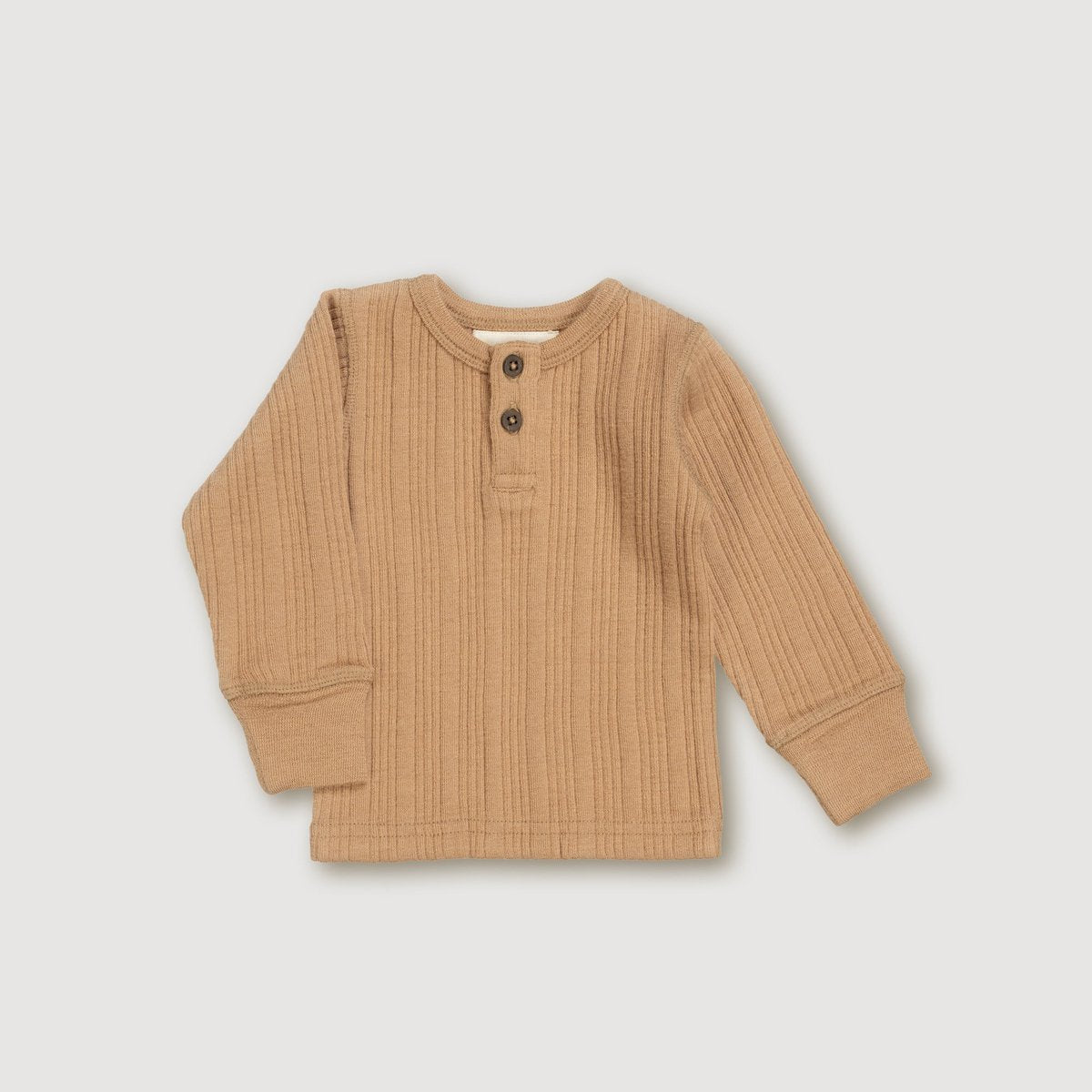 Kids' Merino Rib Henley Top – Fawn
