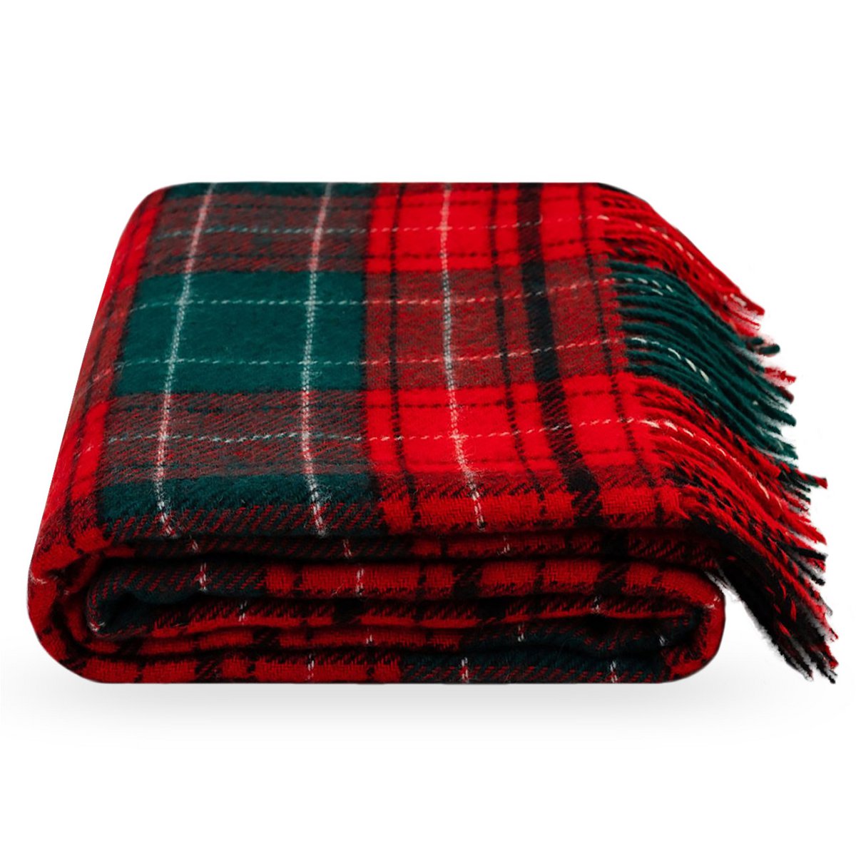 Tartan Noel Wool Throw – Red & Green