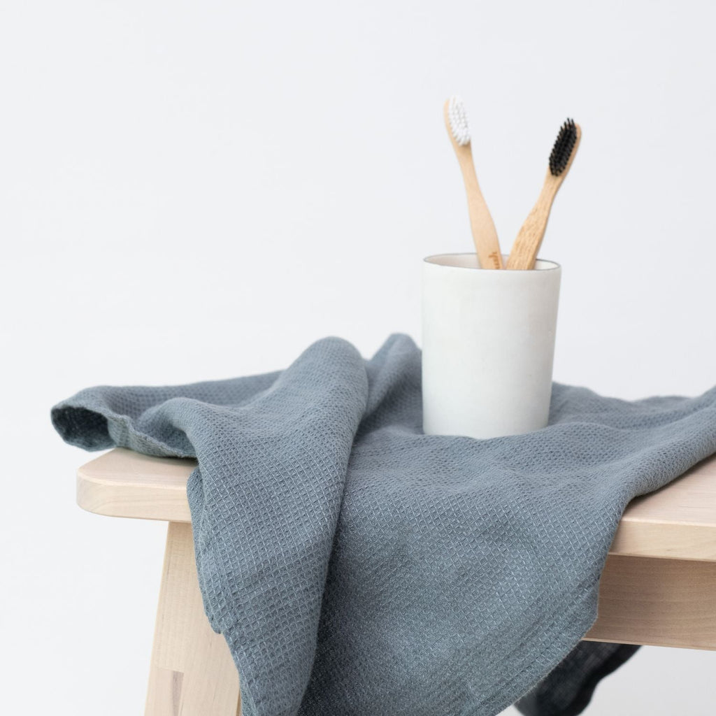 Honeycomb Fine Waffle Towel - Blue Fog
