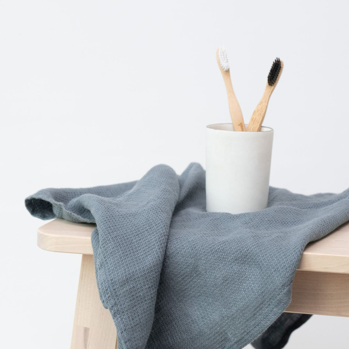 Honeycomb Fine Waffle Towel - Blue Fog