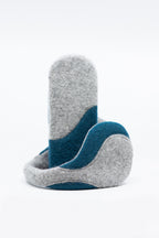 Felted Wool Earmuffs - Light Grey, Aquamarine