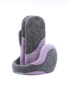 Felted Wool Mittens - Medium Grey, Lilac
