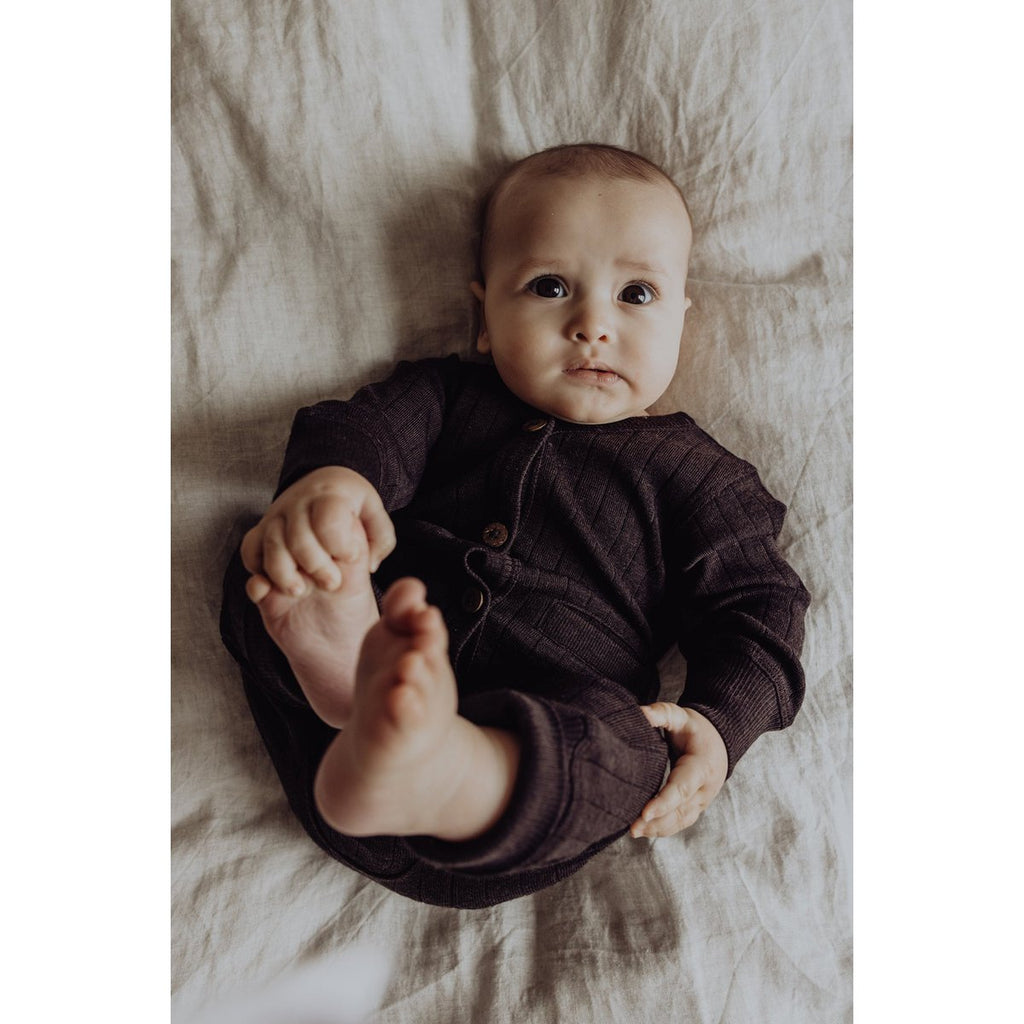 Baby Merino Rib Playsuit – Storm