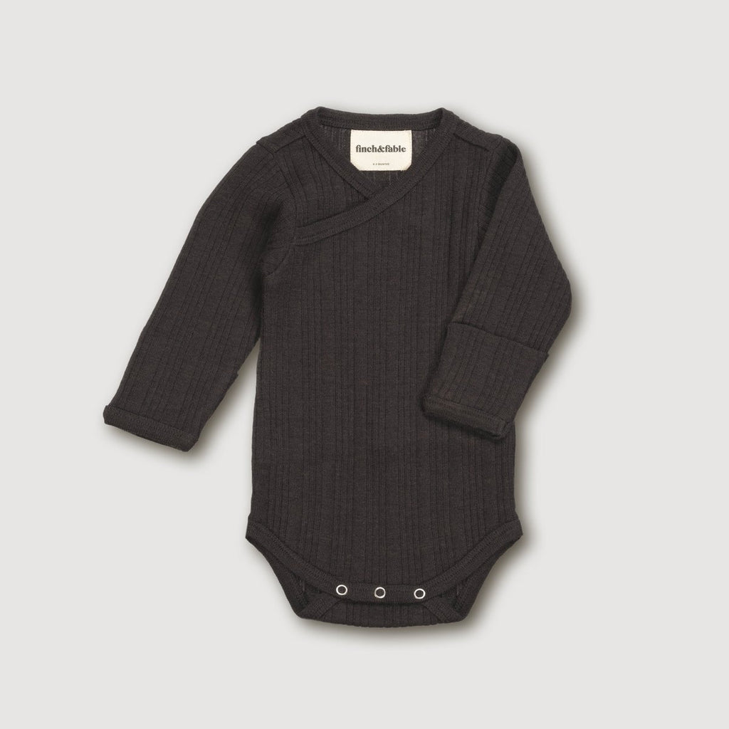 Baby Merino Rib Long-Sleeve Bodysuit – Storm