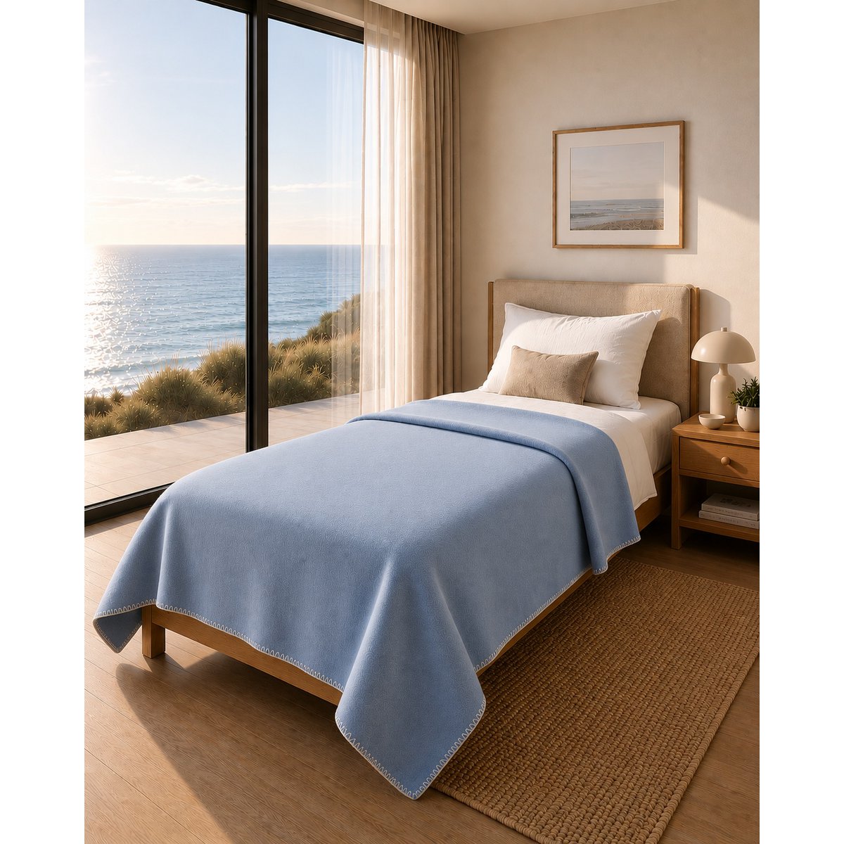 Luma Merino & Cashmere Blanket – Blue