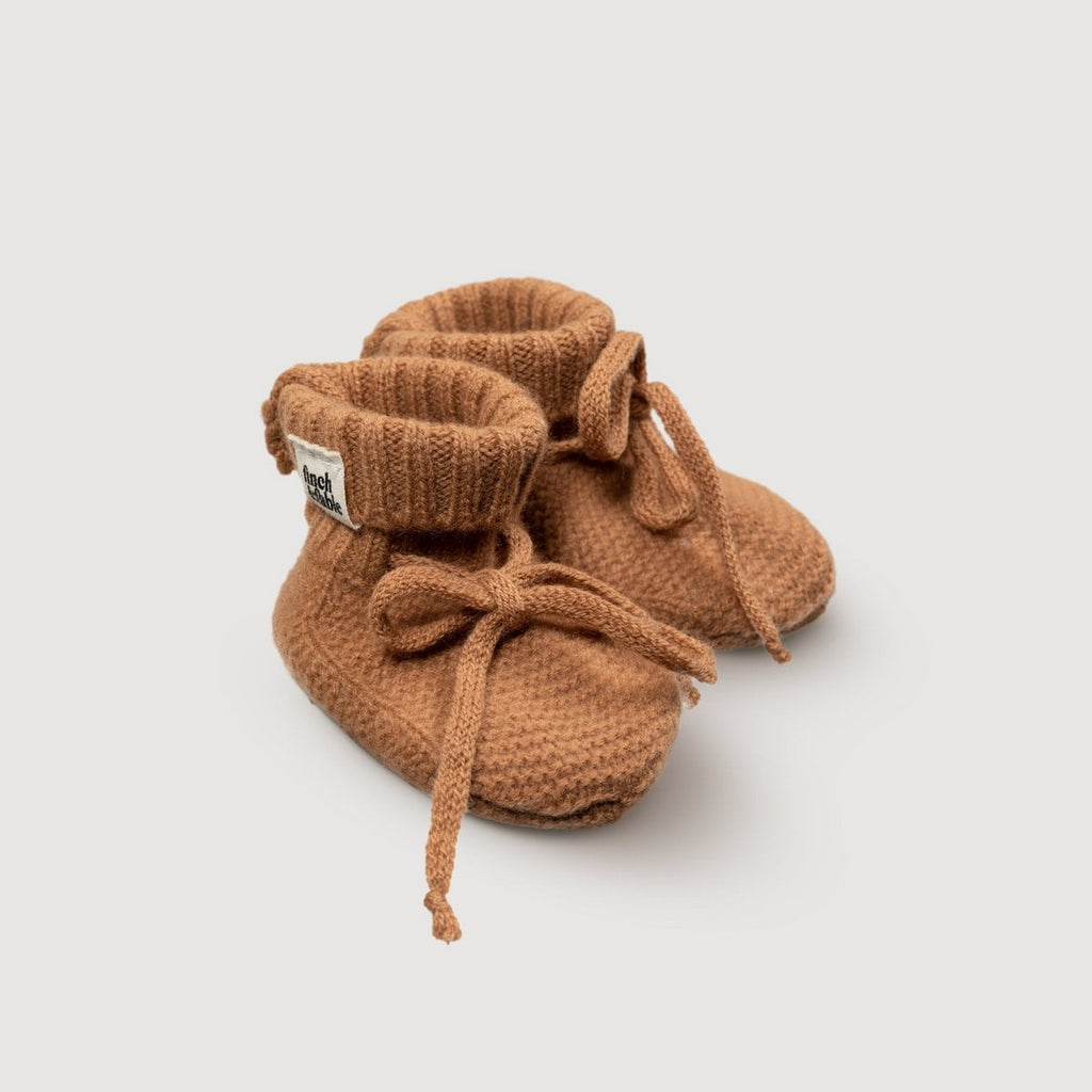 Merino Knitted Baby Booties – Fawn
