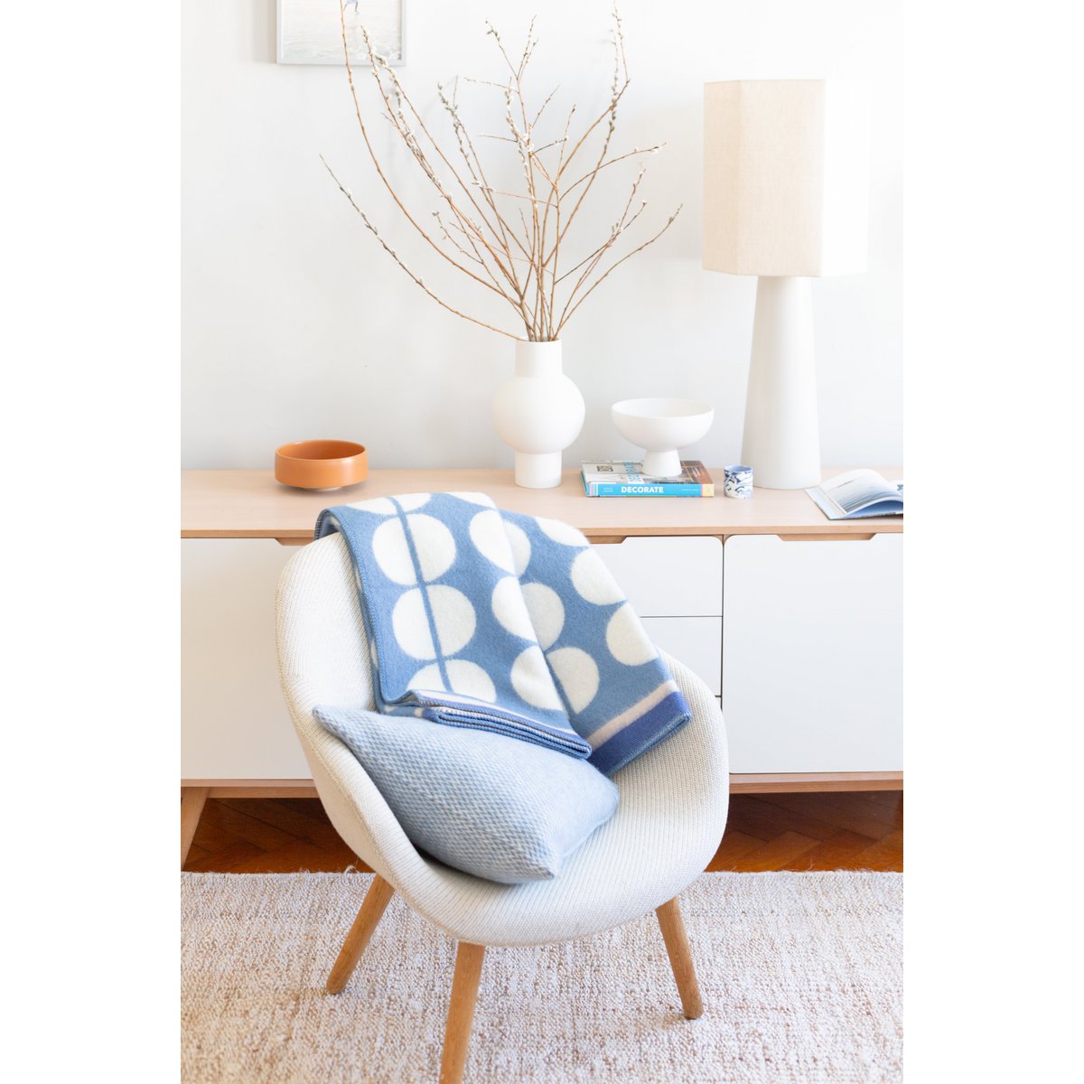 Felix Jacquard Wool Throw – Blue, 130 × 180 cm