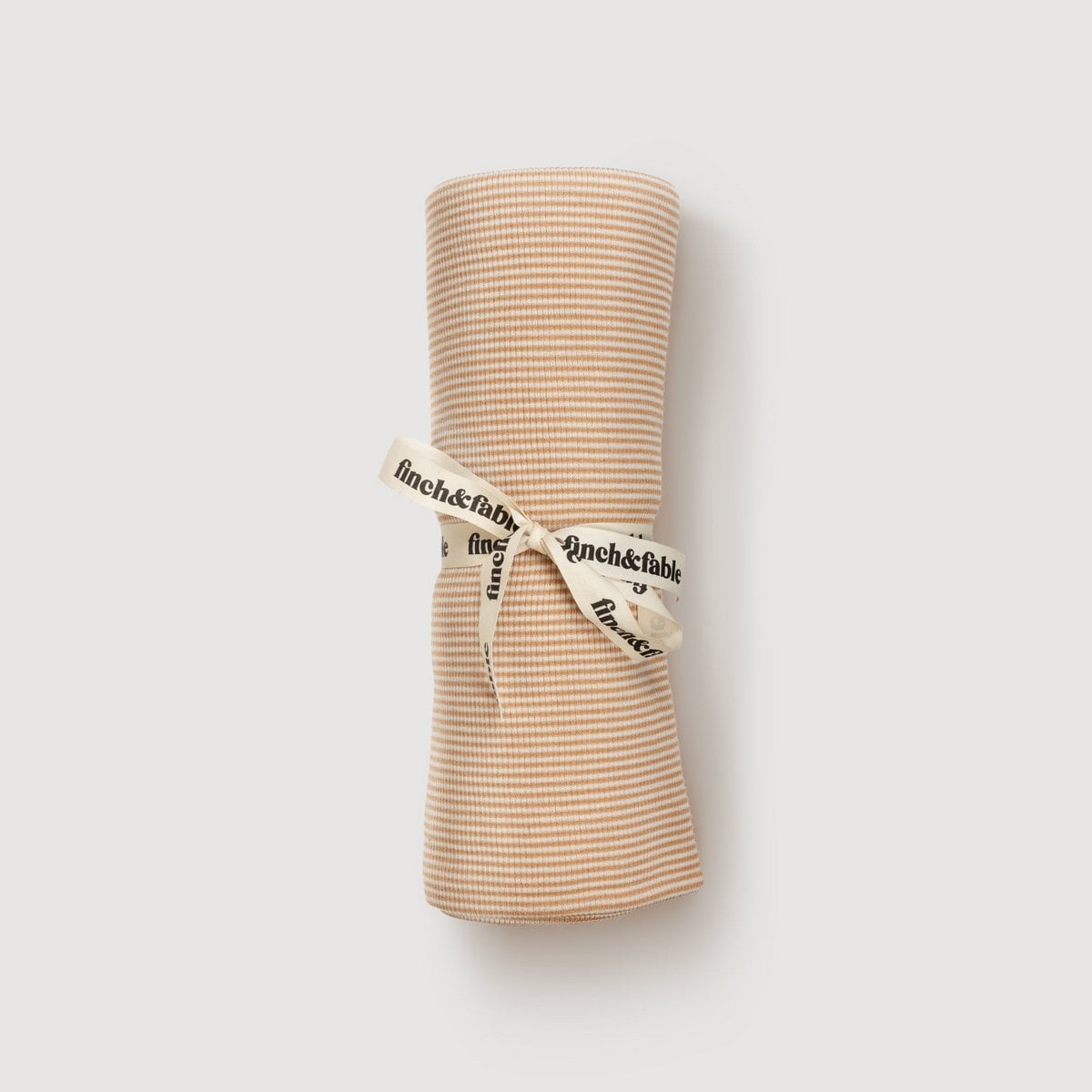 Merino Rib Swaddle Blanket – Fawn Stripe