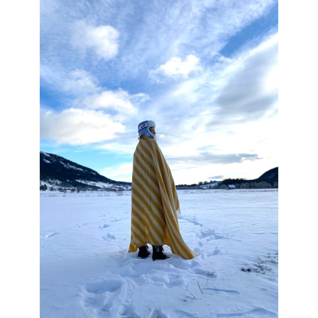 Filip Jacquard Wool Throw – Yellow, 130 × 180 cm