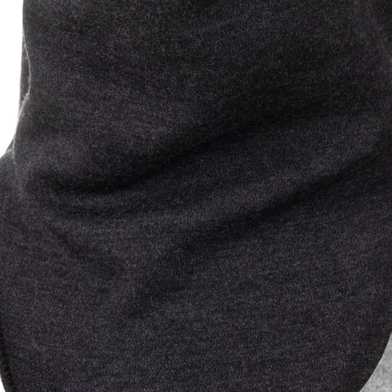 Close-up of the fine merino knit – dark grey