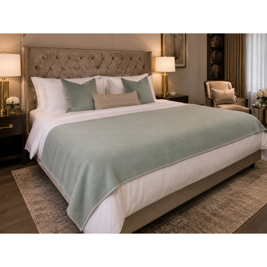 Wool Bed Runner – Cool Mint, 130 × 250 cm