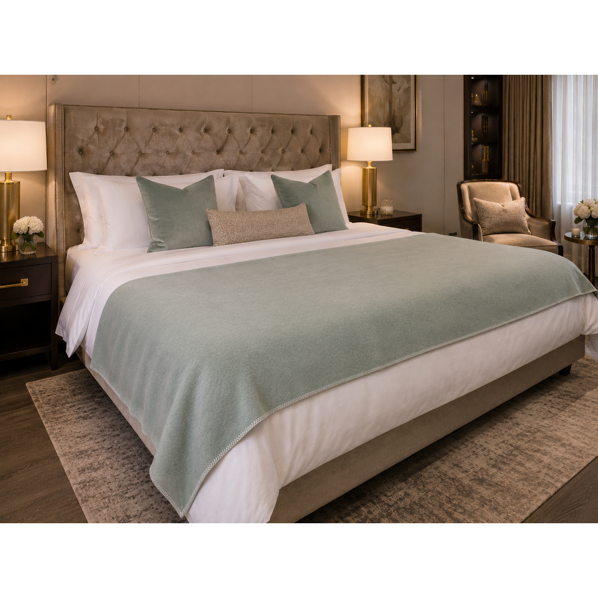 Wool Bed Runner – Cool Mint, 130 × 250 cm