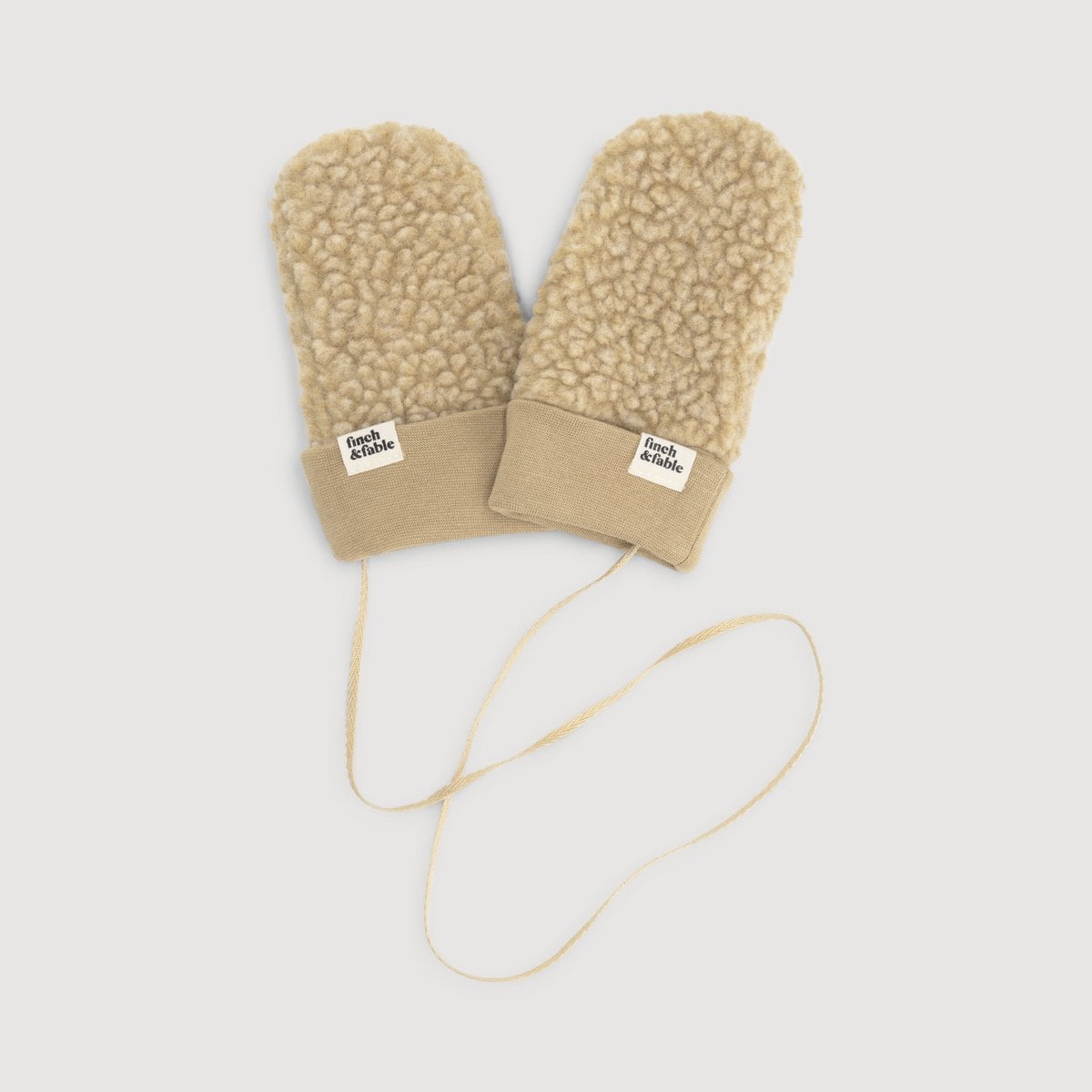 Kids' Wool Sherpa Mittens – Soft Sand