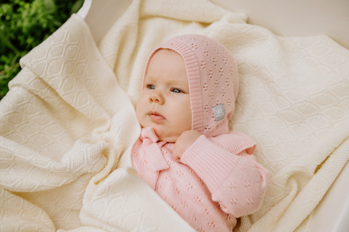 HAPPINESS Gift Set For Baby - Blanket, Romper and Bonnet