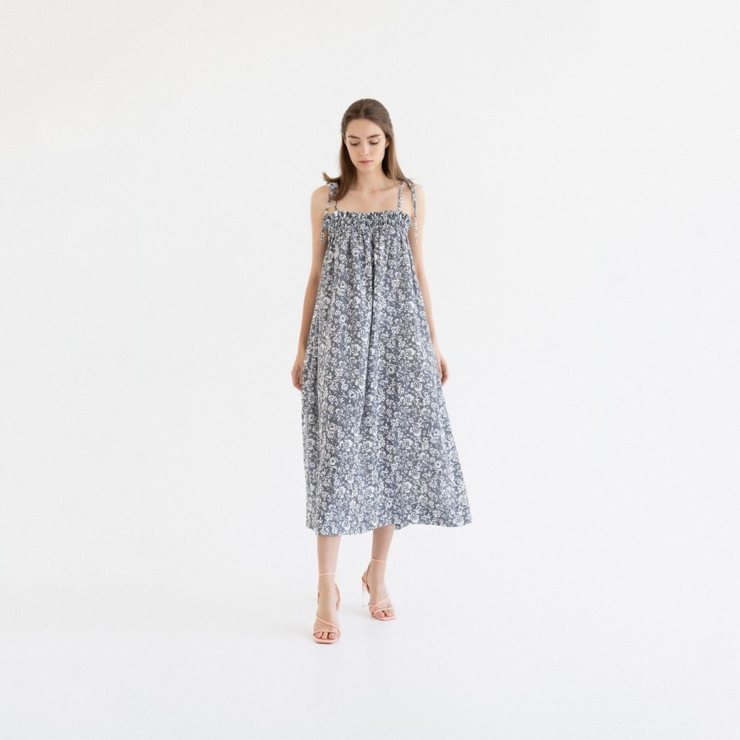 Linen Ballade Dress - Porcelain Flowers