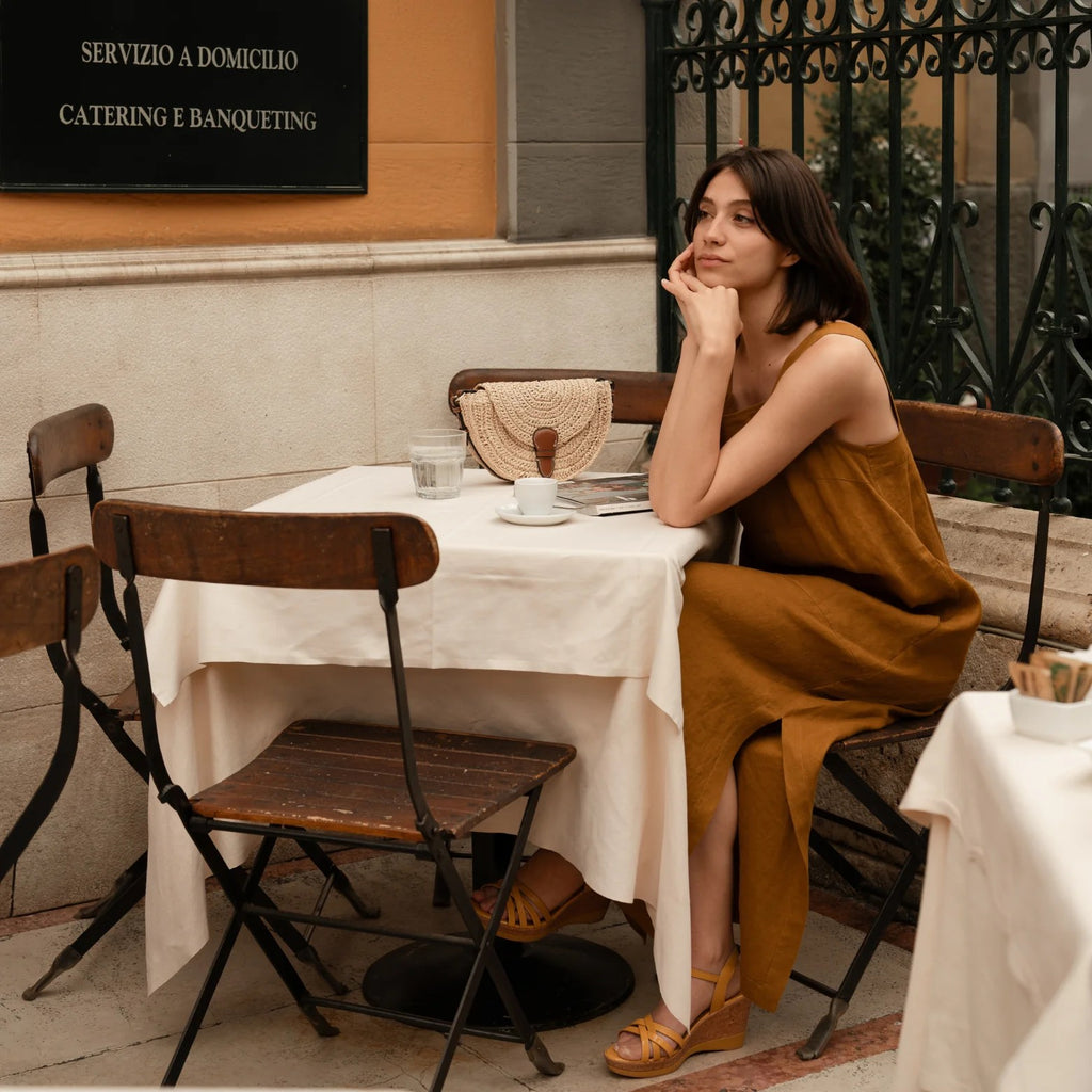 Linen Fugue Dress - Bronze