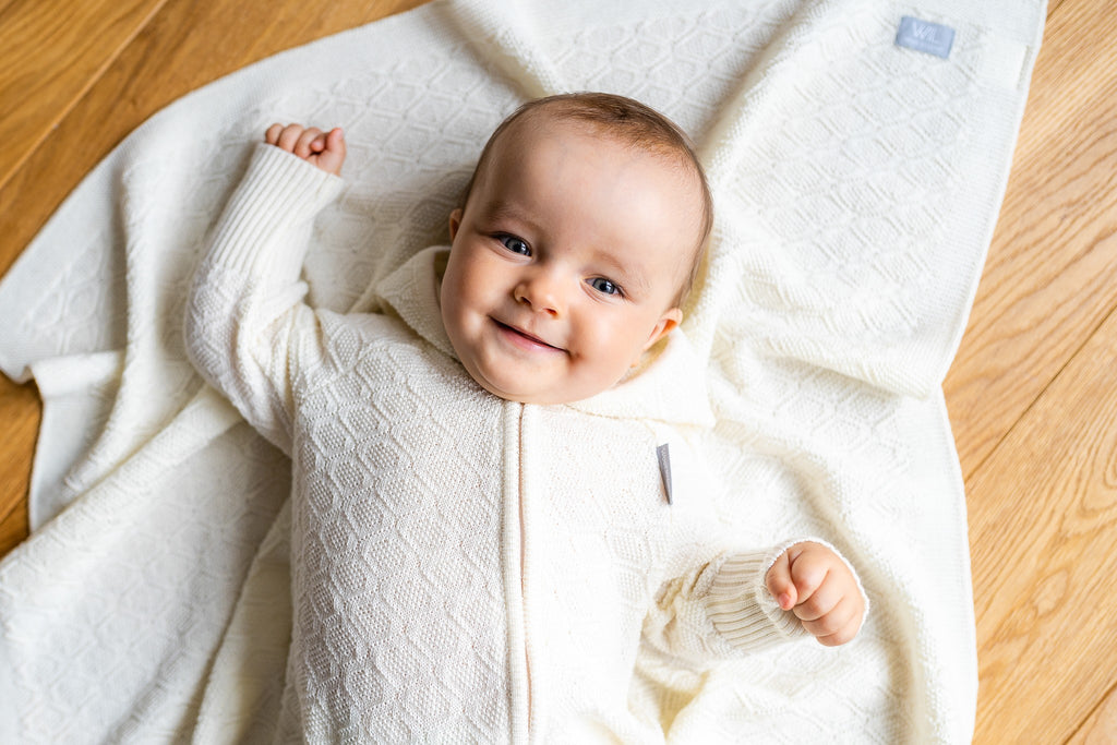 Merino wool baby blanket HAPPINESS