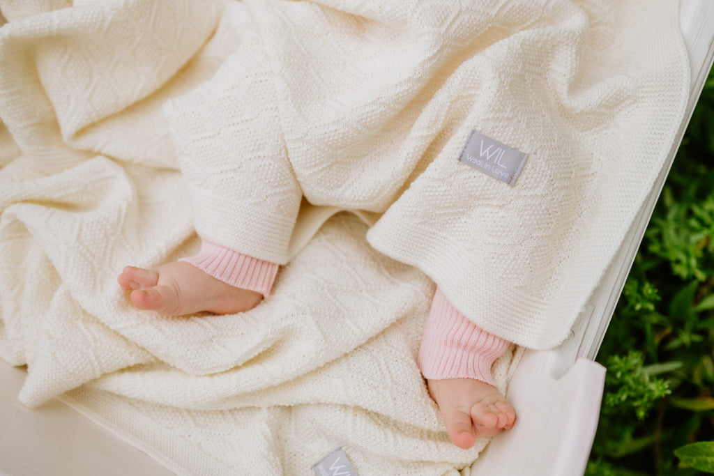 Merino wool baby blanket HAPPINESS