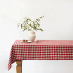 Red Gingham Linen Tablecloth