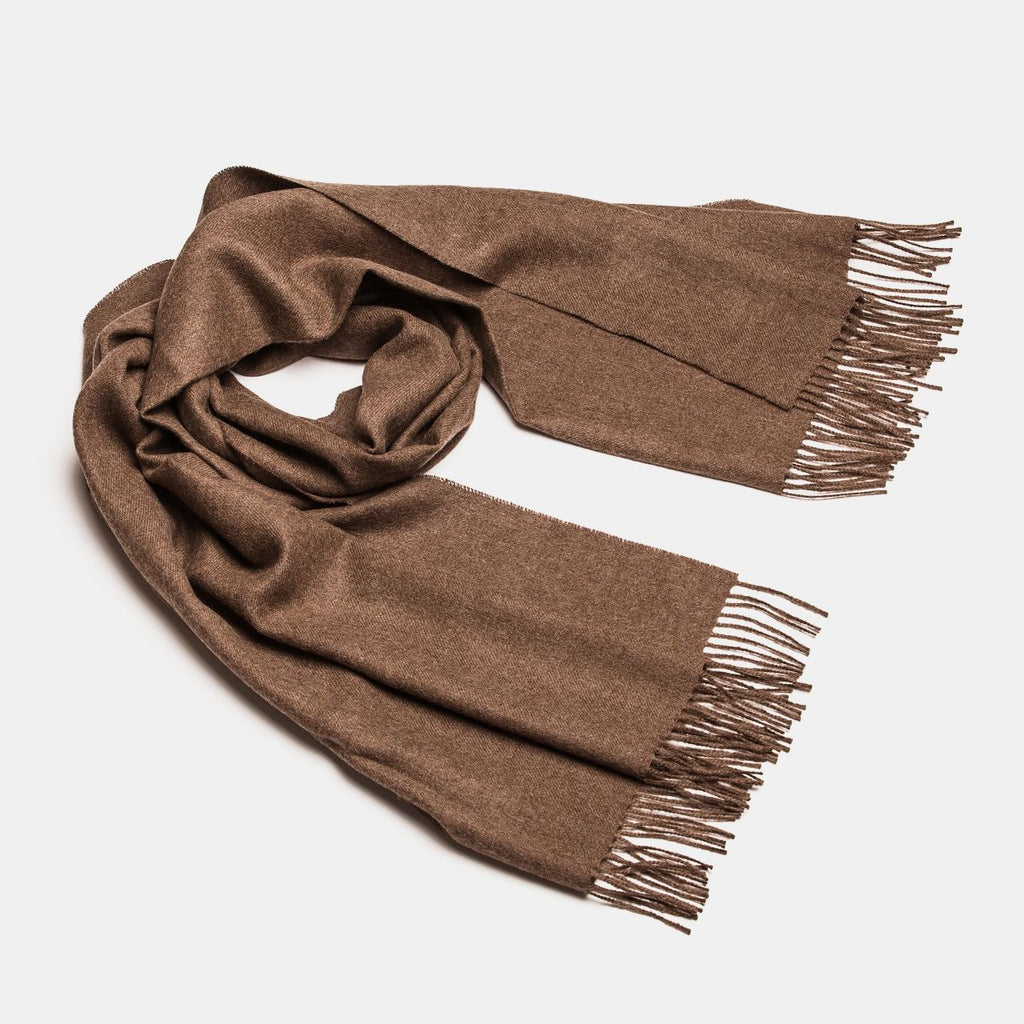 Natural Baby Alpaca Maxi-Scarf with Fringes